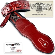 Walker And Williams KB-08 Whiskey Tan Celtic Knot Design Padded Guitar Strap