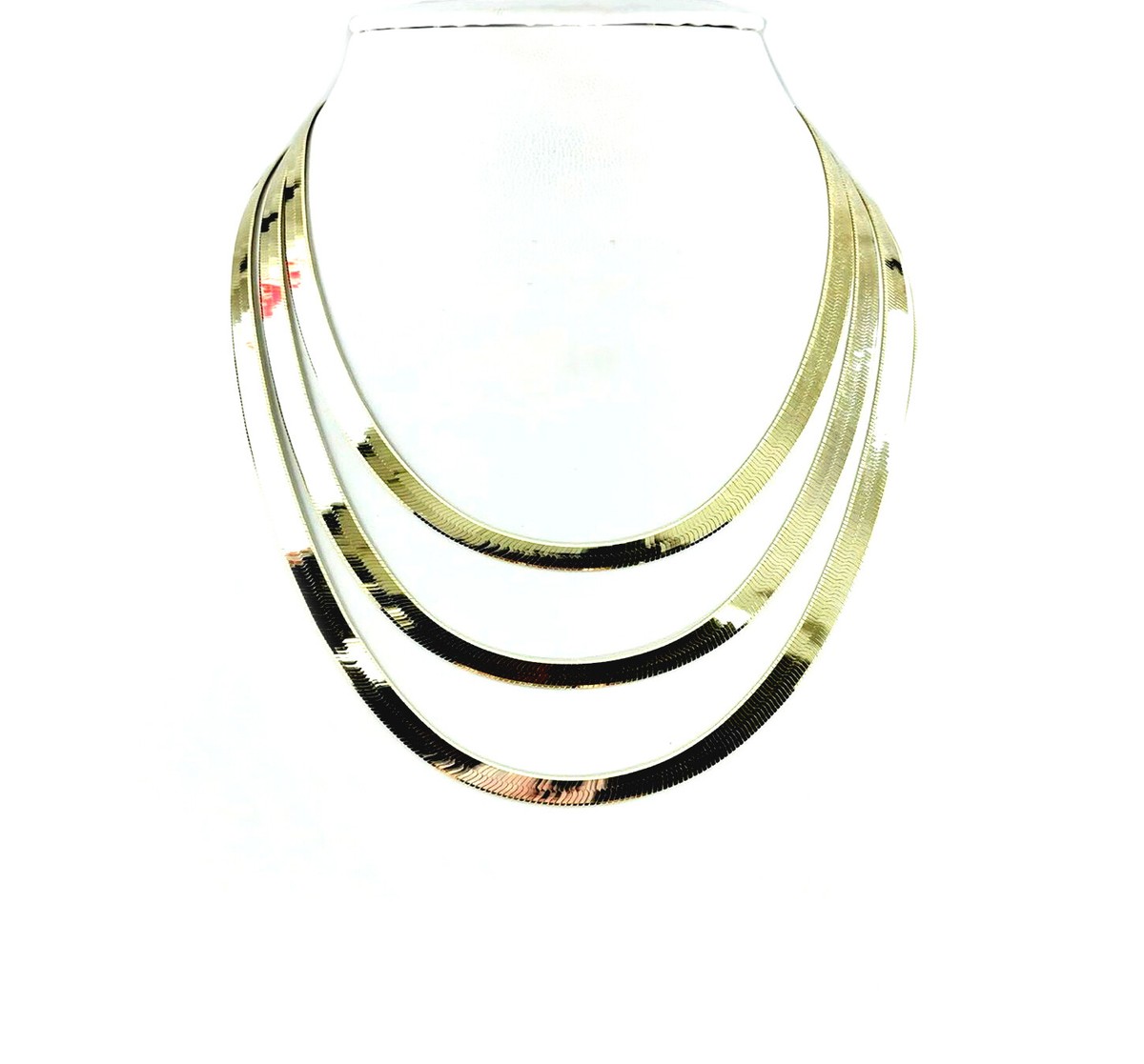 4mm Herringbone Choker Gold Diamond-Cut Herringbone Chain Necklace - Main Image