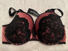 TORRID Curve Push-Up PADDED PLUNGE Bra 40DDD Black Lace  Satin