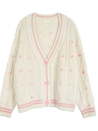 Taylor Swift Lover Album Pink Cardigan Sweater White Jumper With Heart - Picture 2 of 4