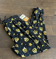 Peanuts womens Halloween Snoopy Stars Pumpkins Pajama Pants XL Fleece 1006B