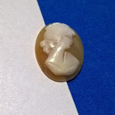 Camée Vintage En Coquillage - Profil De Dame à Sertir - Bon état D'usage