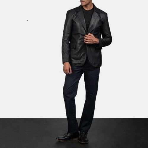 Uomo Pelle Giacca Cappotto Blazer Originale Nero pelle D'Agnello Slim Fit -  MB64 | eBay