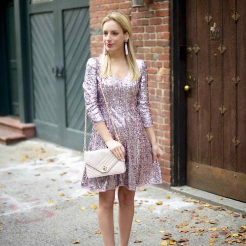 eliza j mesh fit & flare dress