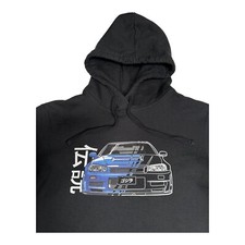 Nissan GTR R34 Skyline Hoodie Mens Sweatshirt Size M Faced Japanese Turbo Drift
