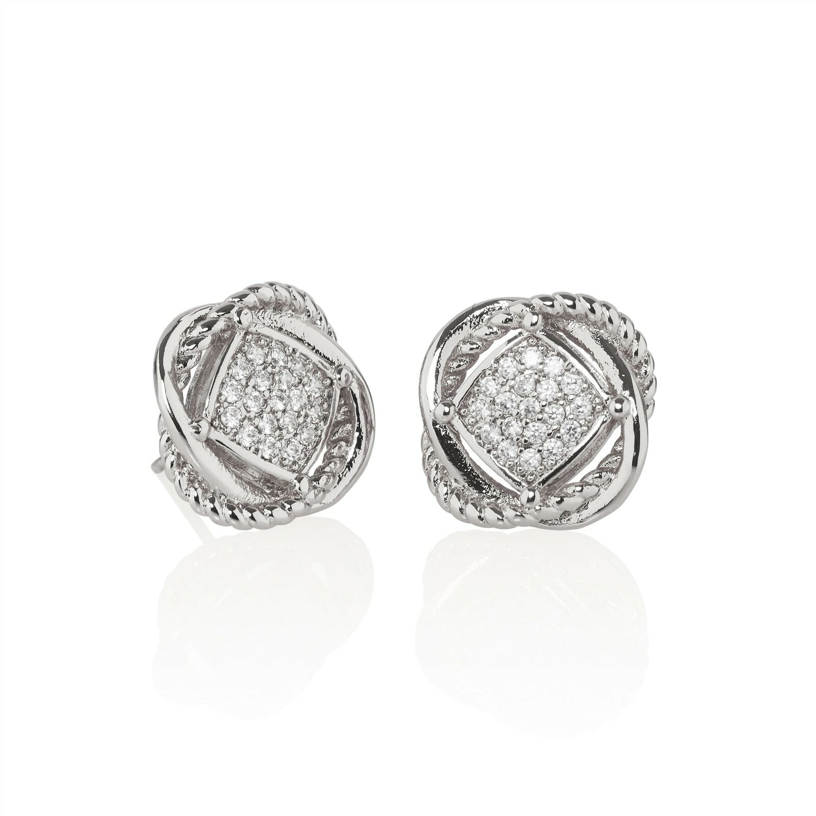 Knot Stud Earrings Set with Sparkling Cubic Zirconia Stones-image