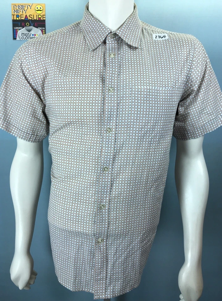 Mens Oakley SS Large Geometric Rounded Square Patt Cuffed Blue Orange Bttn Shirt - Image 2 of 4