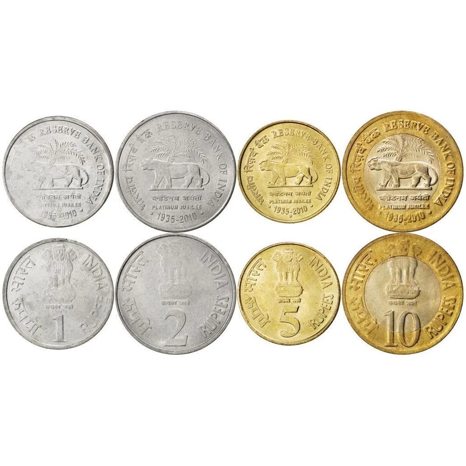 India | 4 Coin Set | 1 Rupee 2 5 10 Rupees | 2010 - Image 2 of 3