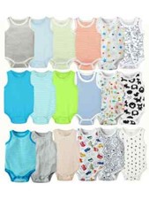 5pcs Random Clothing Casual Cotton Boys and Girls Sleeveless Triangle Jumpsuit