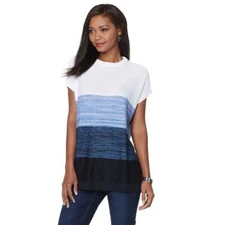 DG2 by Diane Gilman Ombre' Poncho Sweater 472335-(K-5) (Blue, Medium)