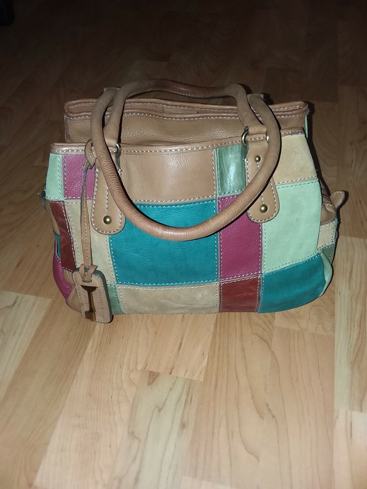 FOSSIL Multicolor  Patchwork Suede/Brown Leather … - image 6