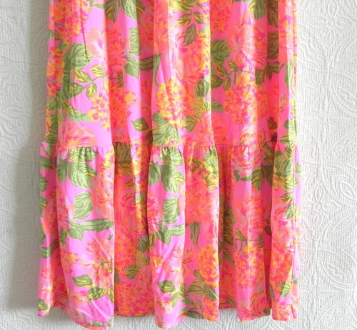 Maaji Maxi/Cover-Up Skirt NeonMulticolor Floral Slit Front Drawstring Tie Size S - Picture 11 of 11