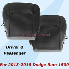 For 13-18 Dodge Ram 1500 Driver & Passenger Bottom Leather Seat Cover Dark Gray