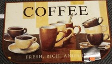 Printed Kitchen Rug nonskid 18"x30" FRESH,RICH HOT COFFEE CUPS, heavy,Retro