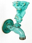 Antique Verdigris Solid Brass Flower Fairy Outdoor Garden Tap