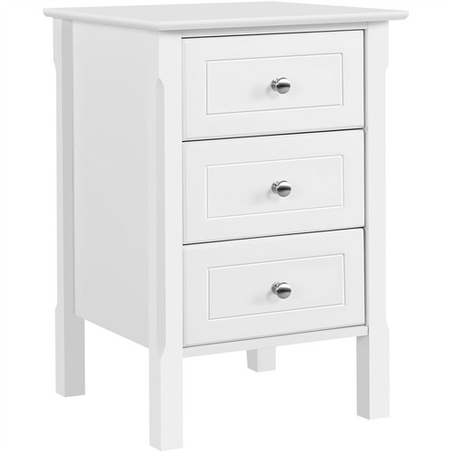 Nightstand with 3 Drawers Bedside Table w/ Storage & Solid Wood Legs for Bedroom - Picture 13 of 36