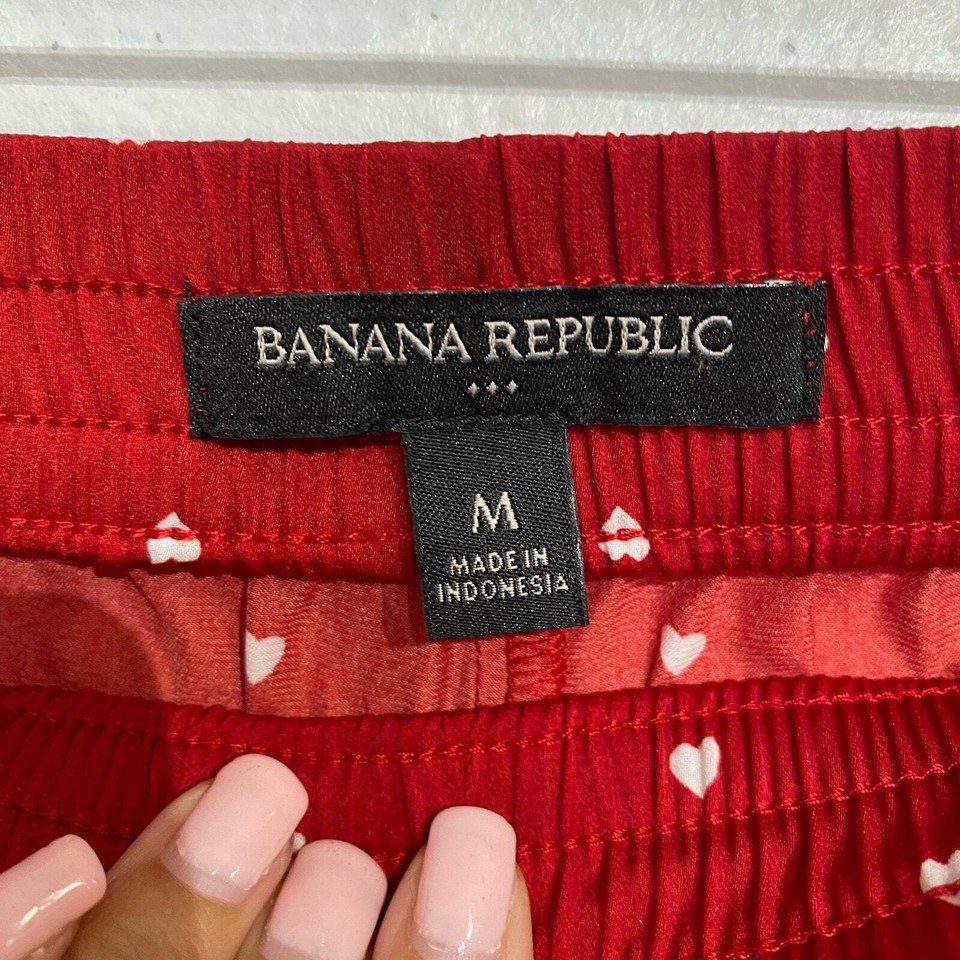 Banana Republic Red Heart Pajama Pants Sz M eBay