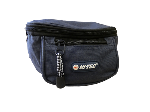 Hi-Tec Large Four Section Navy Blue Or Black Canvas Bum Waist Fanny Bag Pack - Picture 13 of 25