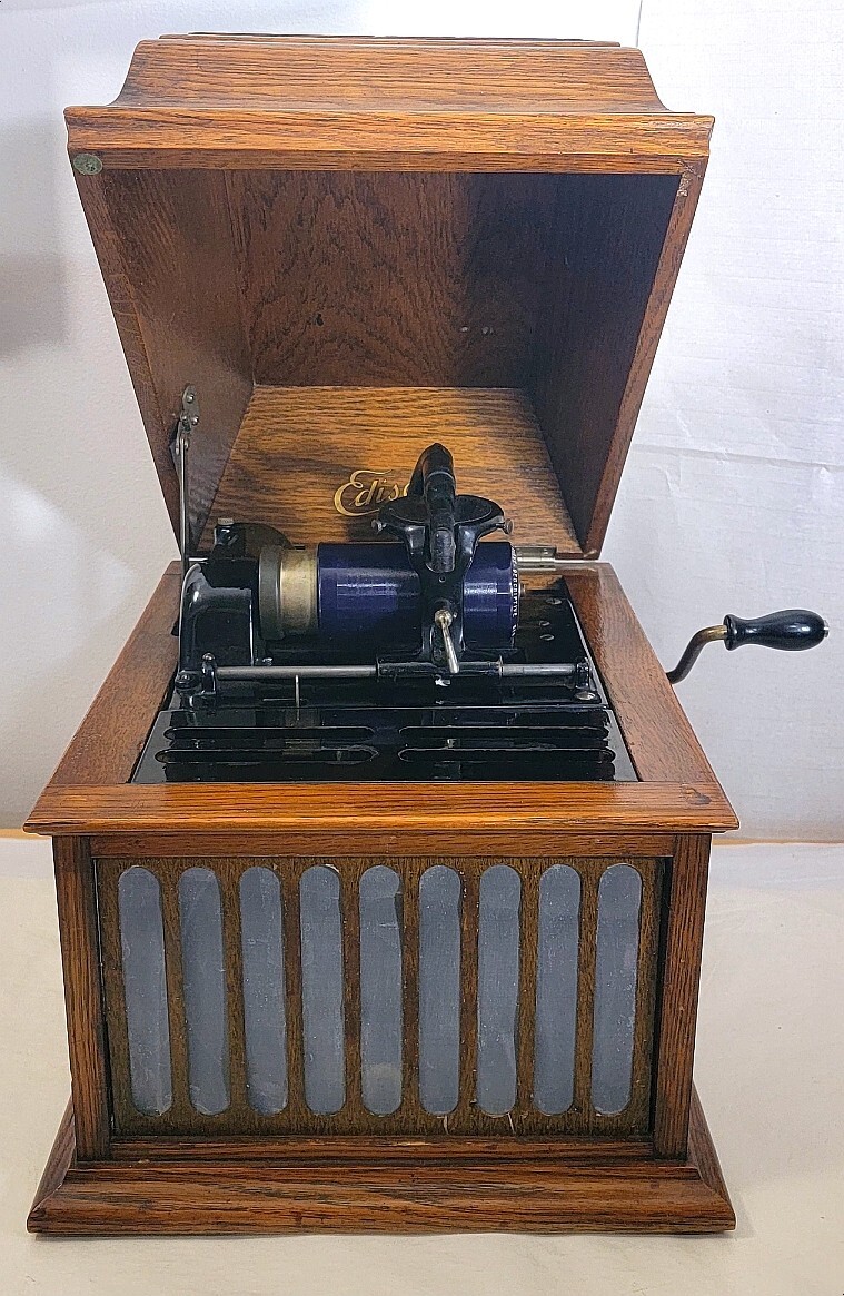 Antique Edison Cylinder Phonograph Windup Player Great Working