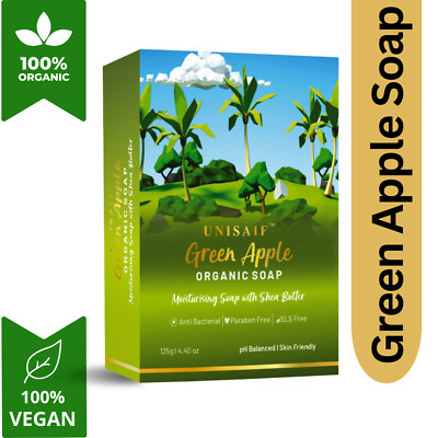 Unisaif Green Apple Organic Body Soap Bar, Moisturizing Soap With Shea Butter