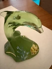 LIMITED EDITION FENTON Green Dolphin On Wave Figurine SIGNED #269