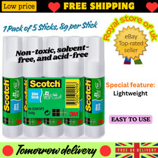Scotch Permanent Glue Stick - 1 Pack of 5 Sticks, 8G per Stick - Ideal for Paper