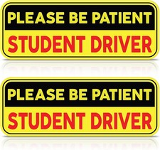 Student Driver Stickers for Car 2 Pc - Strong Adhesive, Waterproof and Durable
