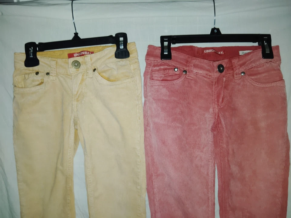 Pantalones de pana Union Bay para niñas naranja y amarillo talla 7 - Grandes colores de otoño Foto 2 de 4