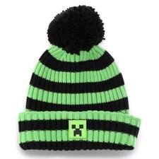 Minecraft Striped Beanie Hat with Pom