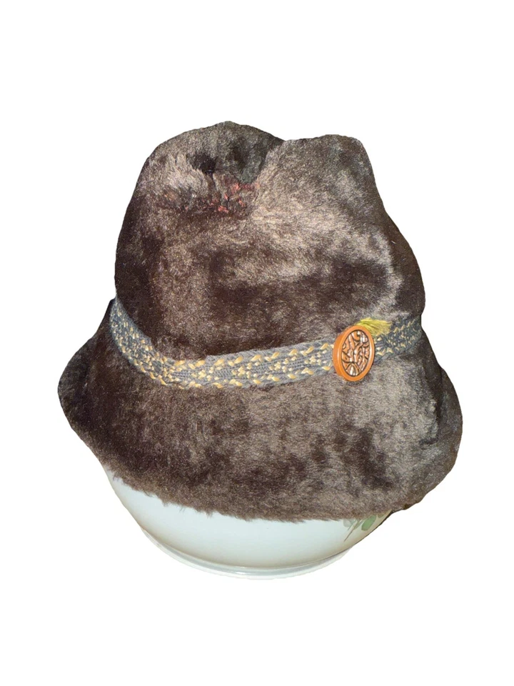 Gorra de piel de conejo vintage de los años 50 hecha en unión grande 100 % piel de conejo sombrero de invierno unisex Foto 3 de 4