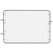 Outsunny Chain Link Fence Gate, Galvanized Steel Garden Gate, Silver