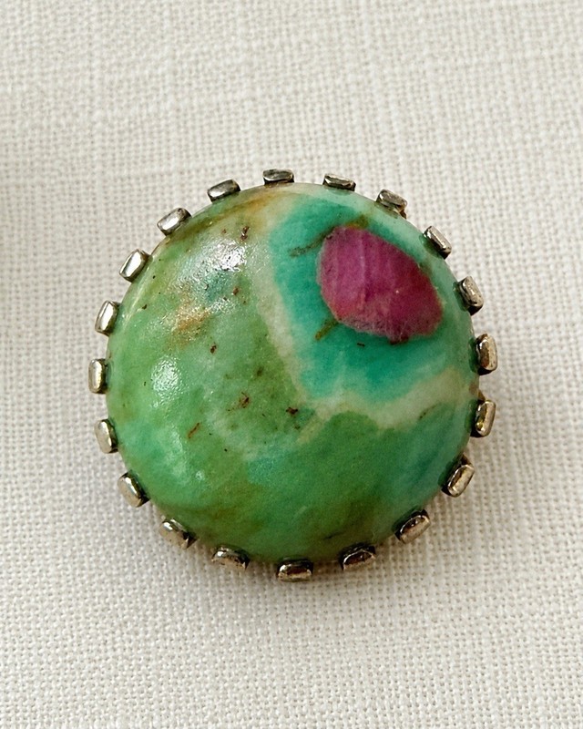Desert Rose Trading Sterling Silver Ruby in Fuchsite Ring Size 6 Round Cab V1
