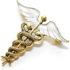 CocoRibbon Enamel Medical Symbol Caduceus Brooch Pins For Doctor Nurse Gift Broo