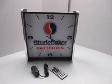 Studebaker Batteries LED light up Advertising wall clock Brand New