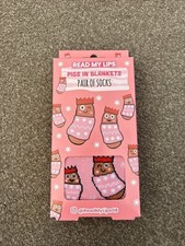 Read My Lips Pigs In Blankets Pink Pair Of Novelty Socks Brand New One Size 
