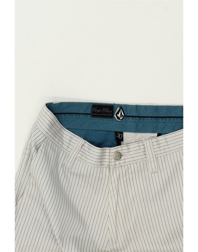 VOLCOM Mens Chino Shorts W30 Medium Grey Striped Polyester IL18 - Picture 3 of 3