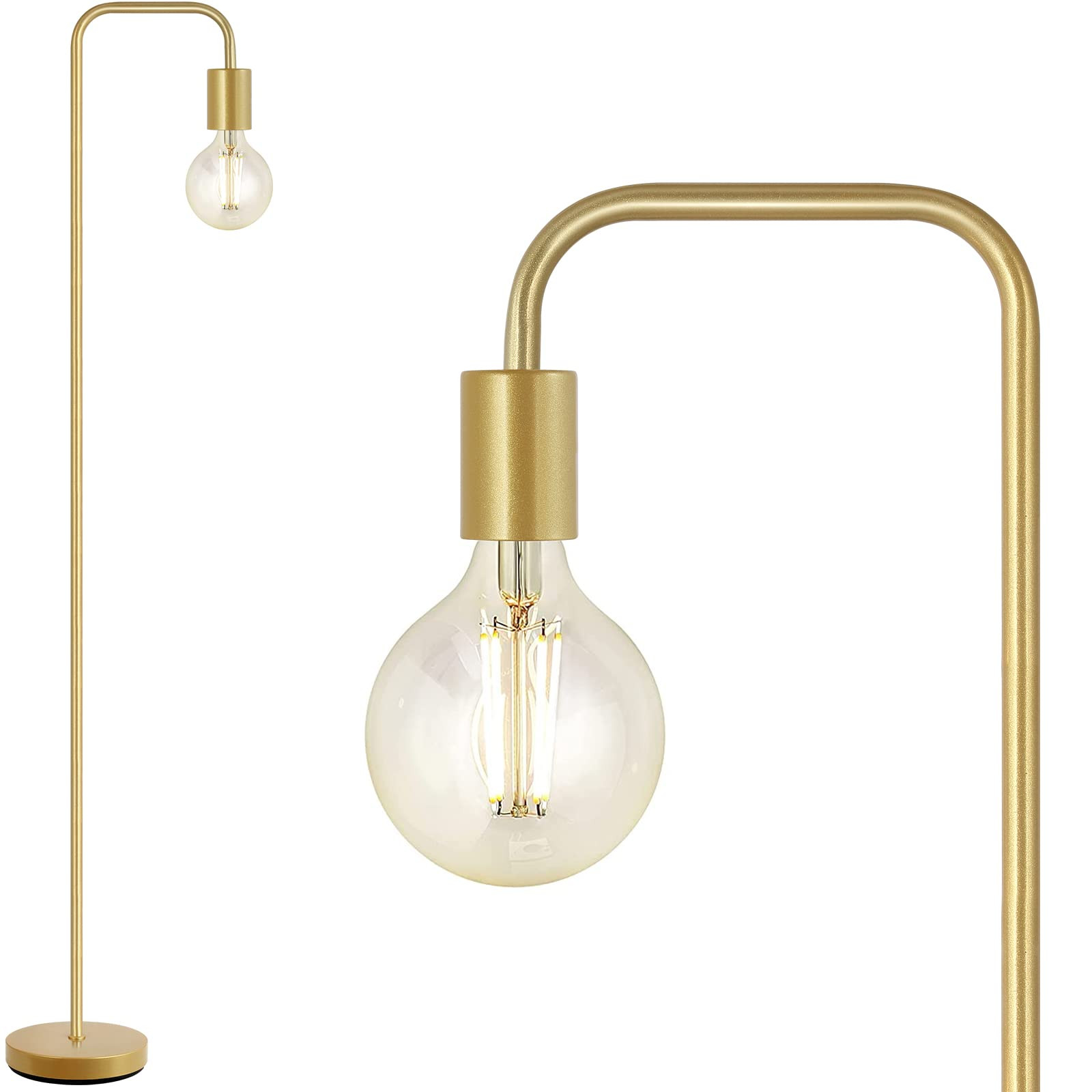 63-Inch Brass Gold Industrial Floor Lamp with E26 Socket and On/Off Switch-image