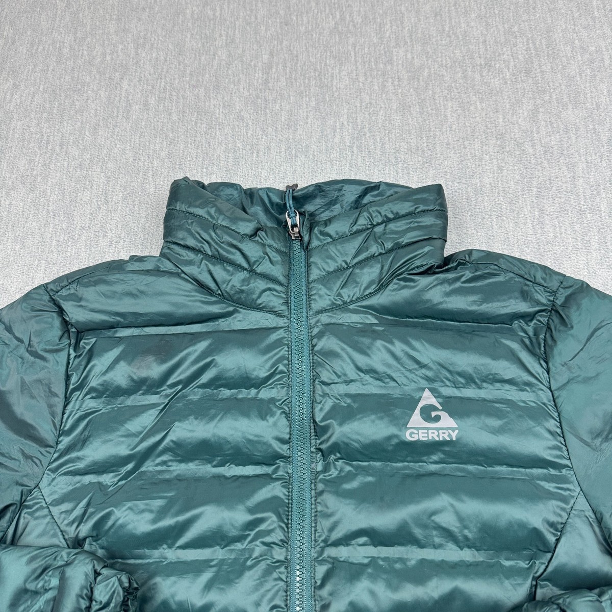 Gerry Women Jacket Small Green Down Puffer Quilted Full Zip Floral
