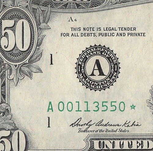 1969 A Boston Star Note Fifty Dollar Bill A00113550* Bright XF to AU - Picture 3 of 11