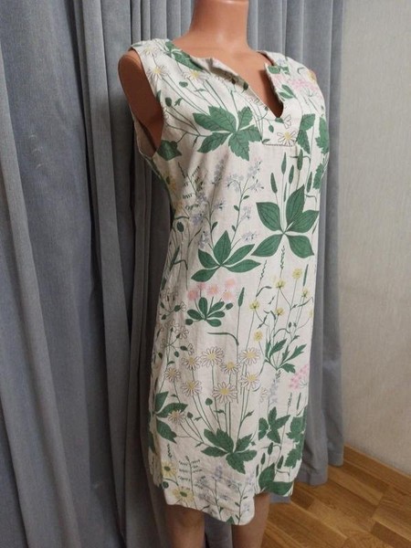 Women Laura Ashley Dress Multicolor Linen 40 / L /