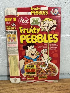 fruity pebbles cereal box 1986 Original Dino Eraser Box Used See Pictures
