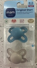 Mam Newborn Start Pacifiers Blue Grey Unisex Silicone Nipple NEW