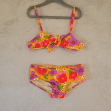 Vintage Young Girls 1960s Flower Power Bikini 6 Bright Floral Flaws 