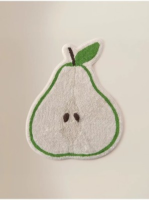 Brandneu mit Etikett birnenförmige/fruchtgrün & weiß Badematte Größe 64 x 68 cm Home schrullige Baumwolle