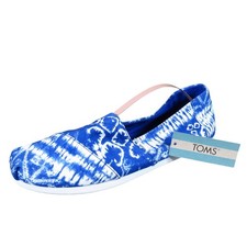 TOMS Alpargata Womens Slip On Shoes Size 9 Ultramarine Batik Print Canvas Flats