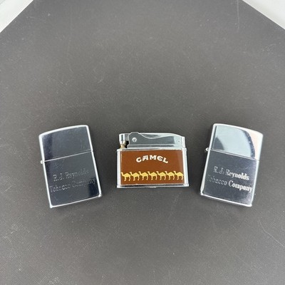 Vtg Lighter Lot Tobacco RJ Reynolds Zippos And Camel Sarome