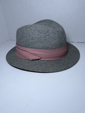 VTG 70s Womans Fedora Doeskin Felt 100 Wool Hat Light/Dark Gray