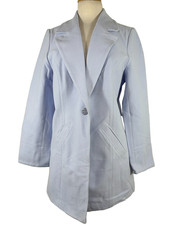 New CHICOS Size 1 US M Plush Jacket One Button Blazer Warm Coat Light Blue