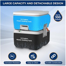 Portable Camping Toilet - 5.2 Gal, 100 Flushes