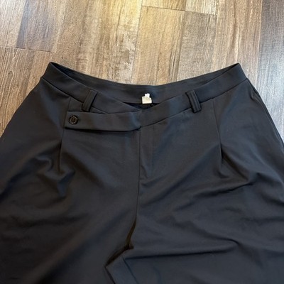 Halara Women's Black Solid Dress Pants w/ Button Accent, Plus Size 1X